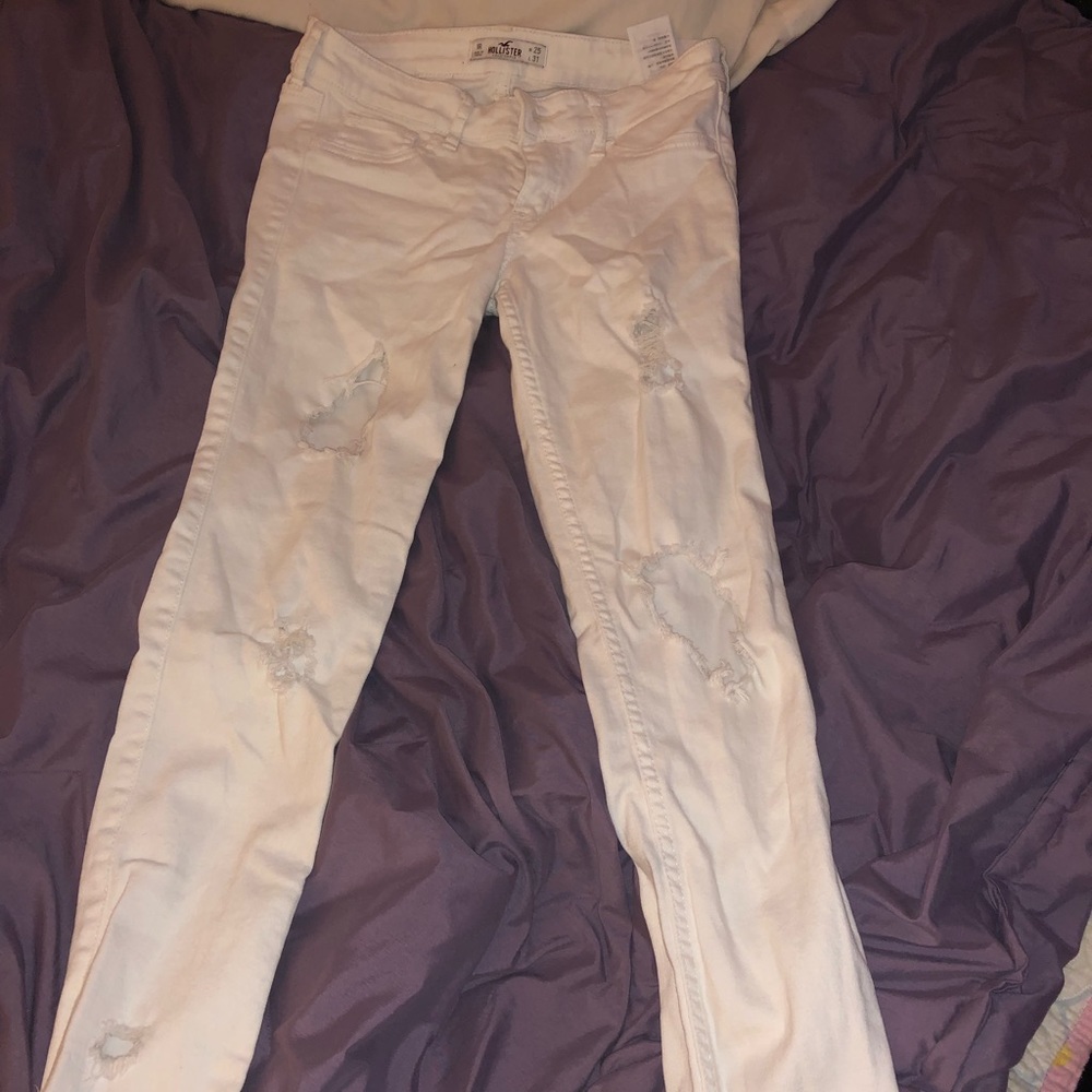 Hollister white ripped jeans